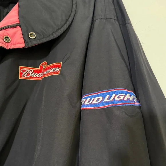 Budweiser Black Bomber Jacket with Red Accents - Picture 3 of 8